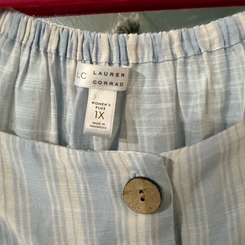 LC Lauren Conrad Light Blue Striped Blouse - Picture 3 of 7